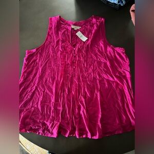 NWT LOFT Women’s Sleeveless Hot Pink Blouse, size XXL
